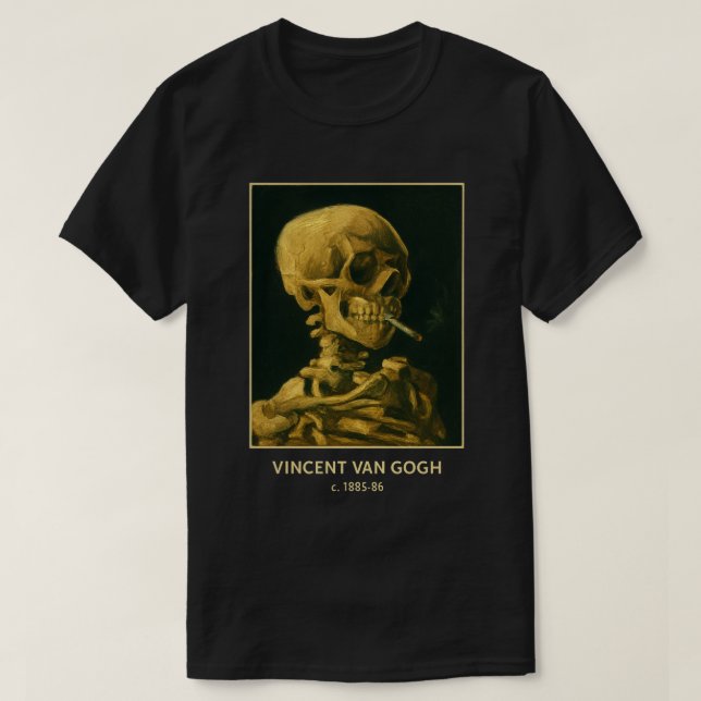 Vintage Skullrök - Unik van Gogh Inspired T Shirt (Design framsida)