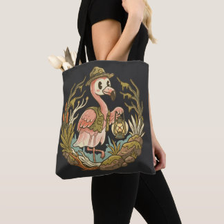 Vintage Skumrösning Flamingo Design Tygkasse
