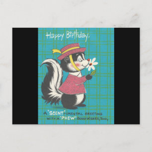 Vintage Skunk Glad födelsedag Vykort