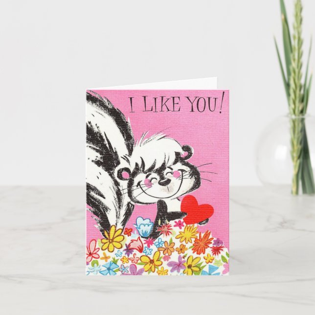 Vintage Skunk Valentine Kort (Framsida)