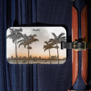 Vintage Skyline för vacker Miami Florida Bagagebricka