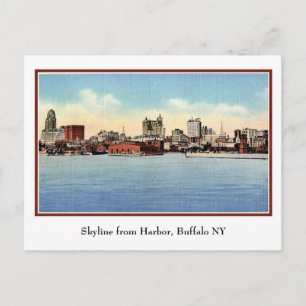 Vintage Skyline från Harbour, Buffalo NY Vykort