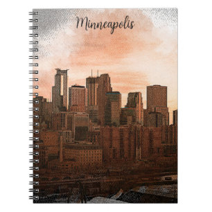 Vintage Skyline Minneapolis Minnesota Anteckningsbok