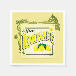 Vintage skylt för lemonad citron frukt gammaldags pappersservett