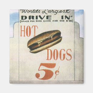 Vintage skylt, världens största drive-in-hotdogs magnet