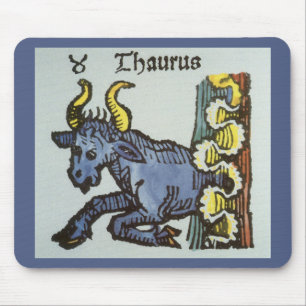Vintage skyltar för Zodiaken, Antik Oxen Tjür Musmatta