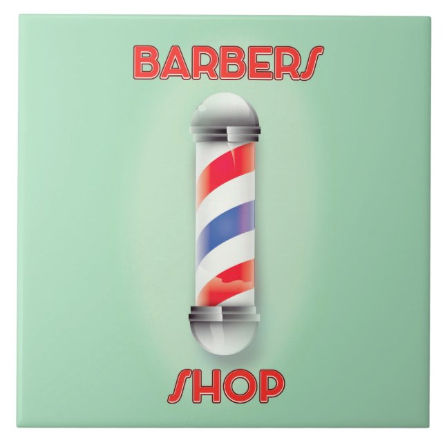 Vintage skyltsymbol för barberare kakelplatta (Framsidan)