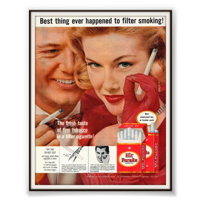 Vintage Slå Parad Cigarette Reklam 1957 Fototryck (Framsidan)