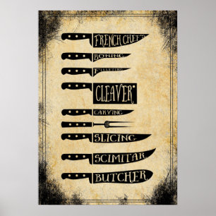 vintage slaktare poster knivar