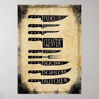 vintage slaktare poster knivar