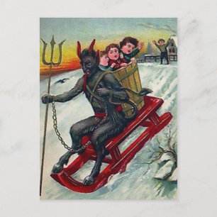 Vintage Sledding Krampus Vykort