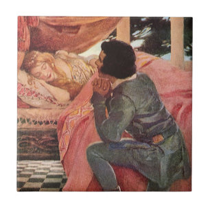 Vintage Sleeping Beauty av Jessie Willcox Smith Kakelplatta