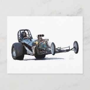 Vintage Slingshot Dragster Wheelie Vykort