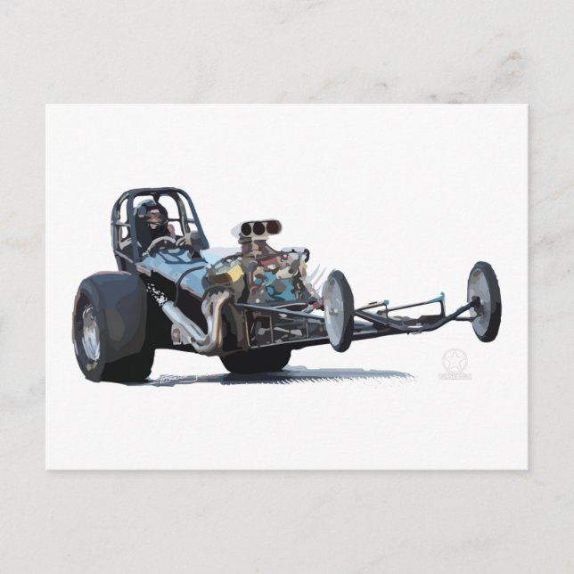Vintage Slingshot Dragster Wheelie Vykort (Framsida)