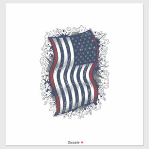 Vintage slit patriotisk flagg skjorta design_1 klistermärken