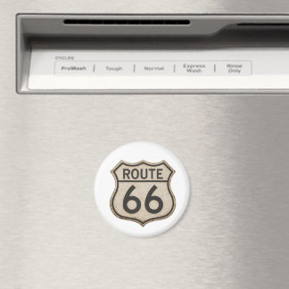 Vintage slit Route 66 sköld rund metallmagnet Magnet