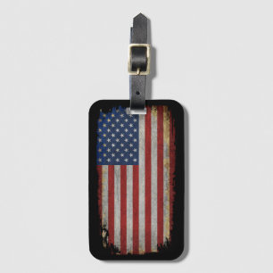 Vintage slitande amerikansk flagga bagagebricka
