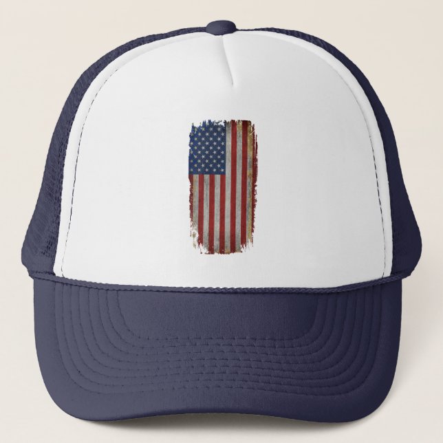 Vintage slitande amerikansk flagga keps (Framsida)