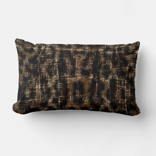 Vintage slitande snöleopard djurtryck lumbarkudde (Framsida)