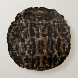 Vintage slitande snöleopard djurtryck rund kudde