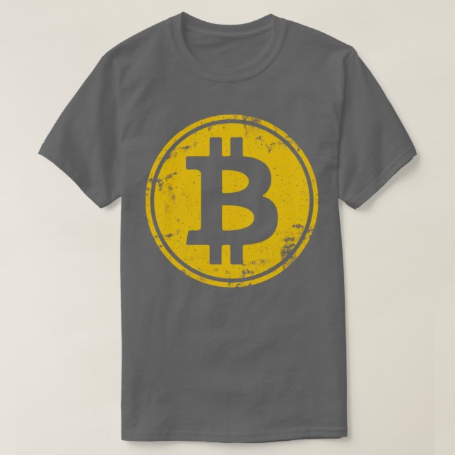 Vintage slitna Bitcoin T Shirt (Design framsida)