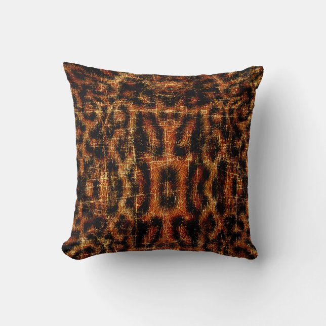Vintage slitna Grunge Leopard Djurtryck Kudde (Framsida)