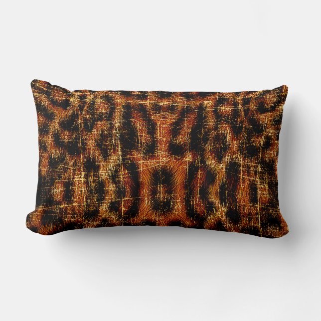 Vintage slitna Grunge Leopard Djurtryck Lumbarkudde (Framsida)