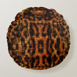 Vintage slitna Grunge Leopard Djurtryck Rund Kudde