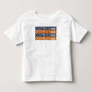 Vintage slitna Massachusetts staplade typografi T Shirt