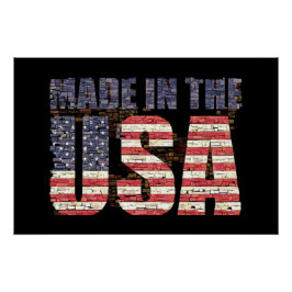 Vintage slitna USA-bokstäver och flagga Perfect Poster