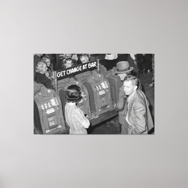 Vintage Slot Maskiner - Las Vegas 1940 Canvastryck (Framsida)