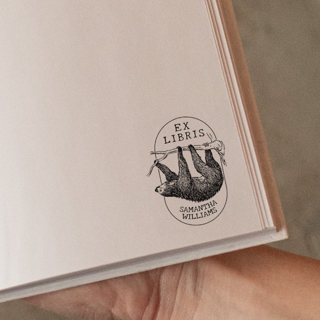 Vintage Sloth, Modern Ex Libris Bok Stämpel (Skapare uppladdad)