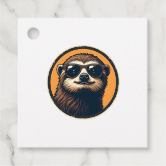 Vintage Sloth Sunglasses Retro Badge Art 2 Gåvor Etiketter