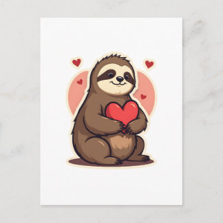 Vintage Sloth Valentine Cute Retro Love Design 2 Vykort