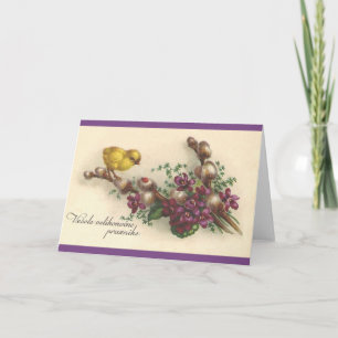 Vintage Slovenskt Påsk-hälsningskort Helgkort