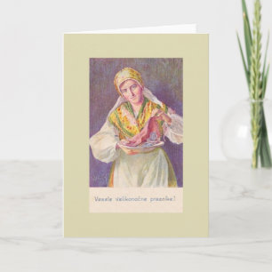 Vintage Slovenskt Påsk-hälsningskort Helgkort