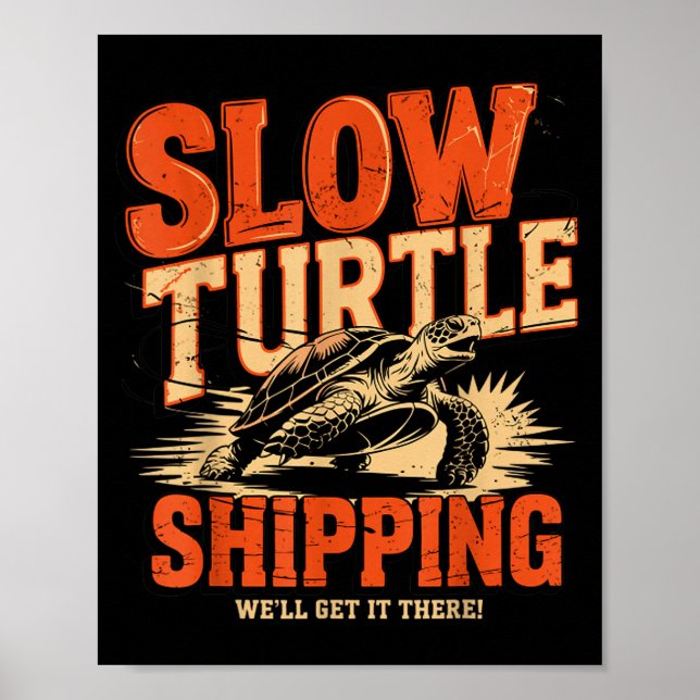 Vintage Slow Turtle Shipng - Rolig Leveranstjänst Poster (Framsidan)