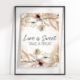 Vintage Små Blommiga Bröllop Kärlek Är Söt Gåva Poster
