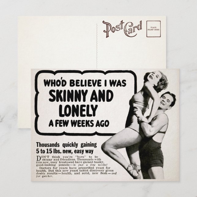 Vintage smal och ensam reklampostkort  vykort (Fram/baksida)