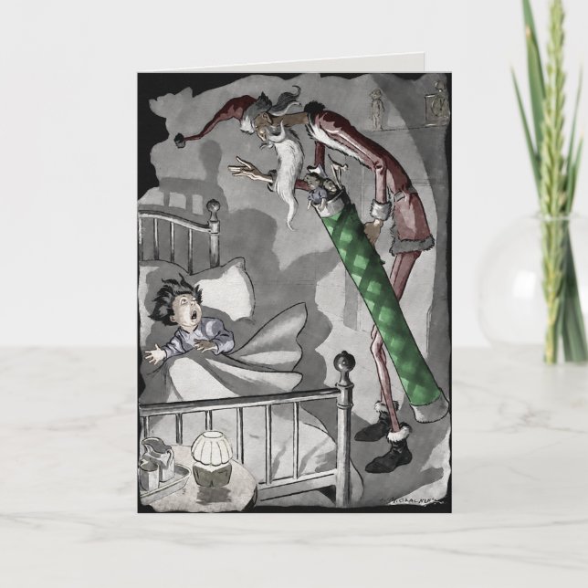 Vintage Smal Tomte Julkort Helgkort (Framsida)