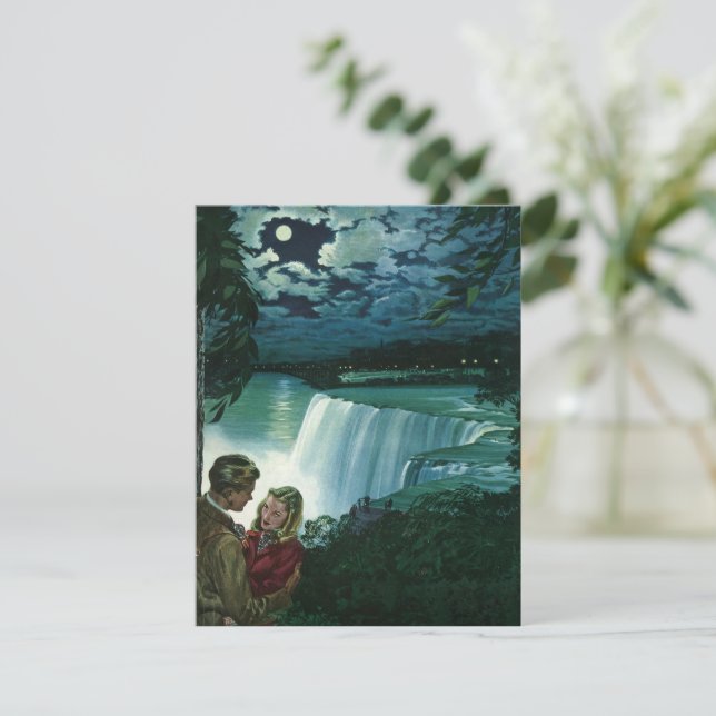 Vintage smekmånad kärlek, Nygifta vid Niagarafalle Meddelande (Stående Fram)