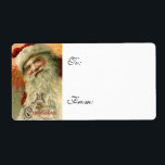 Vintage Smilande jultomtetiketter Fraktsedel<br><div class="desc">Charming och nostalgisk bild av St. Nick från Viktorianskt hälsningskort.</div>