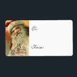 Vintage Smilande jultomtetiketter Fraktsedel<br><div class="desc">Charming och nostalgisk bild av St. Nick från Viktorianskt hälsningskort.</div>