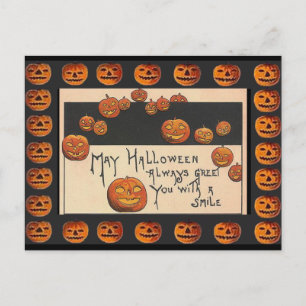 Vintage Smiling Halloween Jack o'Lanterns Vykort
