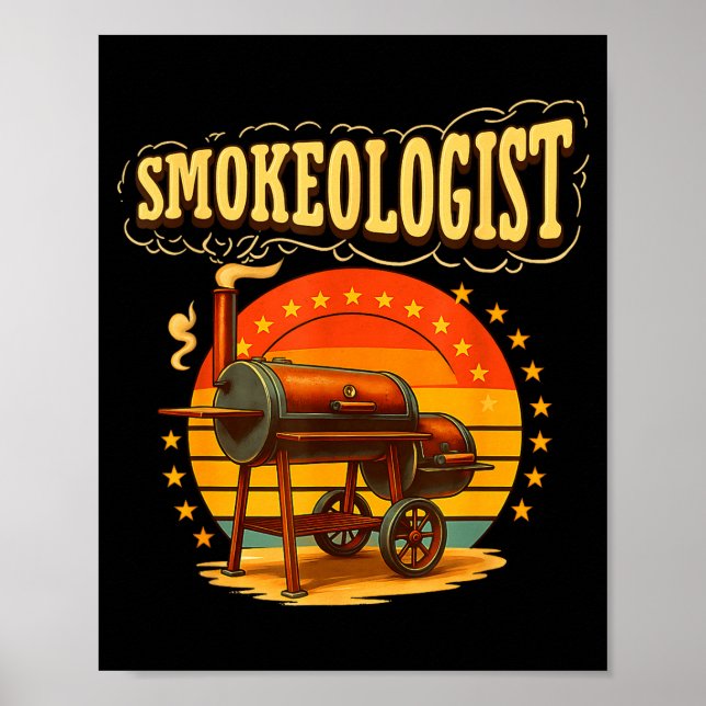 Vintage smokeologist pitmaster bbq röker grillning poster (Framsidan)