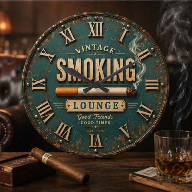Vintage Smoking Lounge Stor Klocka (Skapare uppladdad)