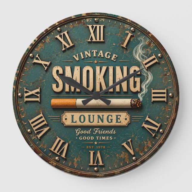 Vintage Smoking Lounge Stor Klocka (Framsida)