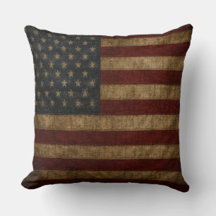 Vintage smutsig väderbiten amerikansk flagga kudde