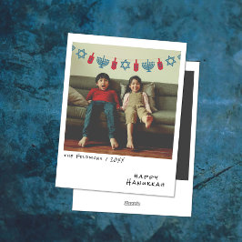 Vintage - snabbfoto | Blue/Red Hanukkah Garland Julkort