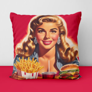 Vintage snabbmat pinup-bild kudde